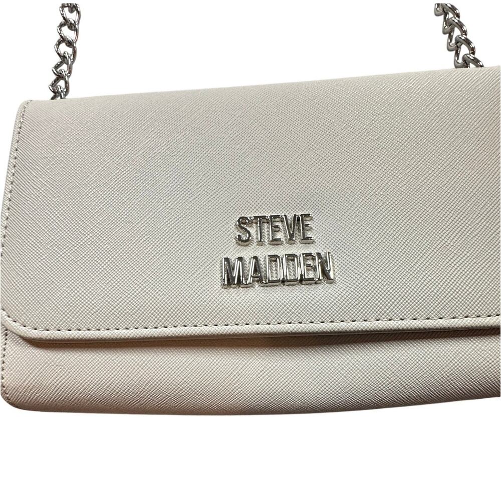 Steve Madden Crossbody Wallet Bag Heather Grey Saffiano Flap Chain Strap